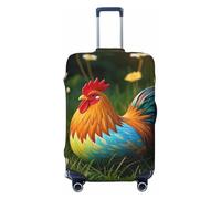 KLLTYHMU Country Rooster Easter Egg Pattern Luggage Suitcase Covers Elastic Washable Travel Luggage Protector Anti Scratch Travel Suitcase Protective Cover For Kid And Adult, Fits 18-32 Inch Luggage