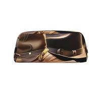 KLLTYHMU Cowboy Hat And Boots Leather Pencil Case Cute Zipper Pencil Pouch Pen Bag Multifunctional Travel Makeup Cosmetic Bag Key Pouch For Women Men Work Office, Silver, One Size