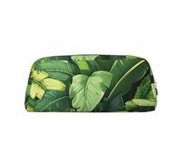 KLLTYHMU Cute Banana Leaves Leather Pencil Case Cute Zipper Pencil Pouch Pen Bag Multifunctional Travel Makeup Cosmetic Bag Key Pouch For Women Men Work Office, Gold, One Size