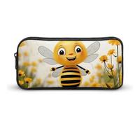 KLLTYHMU Cute Bees Daisy Flower Pencil Case Pen Bag Large Capacity Cute Pencil Pouch Makeup Cosmetic Bag for Women Men