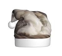 KLLTYHMU Cute Maltese Puppy Christmas Hat, Santa Hats Holiday For Adults Unisex Velvet Comfort Extra Thicken Fur Xmas Hat For New Year Festive Party