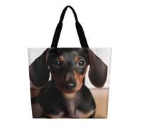 KLLTYHMU Cute Wiener Sausage Dog Tote Bag Large Women Casual Shoulder Bag Reusable Grocery Bag Fasion Handbag for Office Shopping Travel