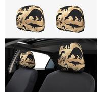KLLTYHMU Dinosaur Silhouette Car Head Rest Covers 2 PCS Elastic Breathable Car Seat Headrest Protector Vehicle Interior Accessories Protector Universal Fit Most Cars Sedan SUV