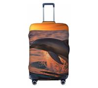 KLLTYHMU Dusk Dolphin Luggage Suitcase Covers Elastic Washable Travel Luggage Protector Anti Scratch Travel Suitcase Protective Cover For Kid And Adult, Fits 18-32 Inch Luggage, Black, XL