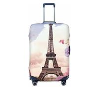KLLTYHMU Eiffel Tower Spring Flowers Luggage Suitcase Covers Elastic Washable Travel Luggage Protector Anti Scratch Travel Suitcase Protective Cover For Kid And Adult, Fits 18-32 Inch Luggage, Black