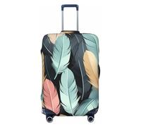 KLLTYHMU Feather Luggage Suitcase Covers Elastic Washable Travel Luggage Protector Anti Scratch Travel Suitcase Protective Cover For Kid And Adult, Fits 18-32 Inch Luggage, Black, XL