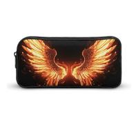 KLLTYHMU Fire Angle Wings Pencil Case Pen Bag Large Capacity Cute Pencil Pouch Makeup Cosmetic Bag for Women Men