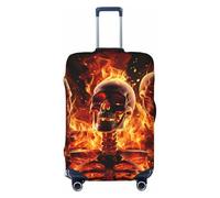 KLLTYHMU Fire Skeletons Luggage Suitcase Covers Elastic Washable Travel Luggage Protector Anti Scratch Travel Suitcase Protective Cover For Kid And Adult, Fits 18-32 Inch Luggage, Black, Large