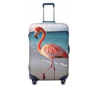 KLLTYHMU Flamingo On The Beach Luggage Suitcase Covers Elastic Washable Travel Luggage Protector Anti Scratch Travel Suitcase Protective Cover For Kid And Adult, Fits 18-32 Inch Luggage, Black