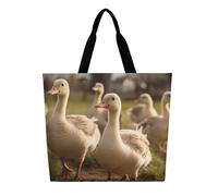 KLLTYHMU Geese Walking on The Grass Tote Bag Large Women Casual Shoulder Bag Reusable Grocery Bag Fasion Handbag for Office Shopping Travel