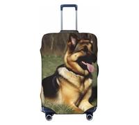 KLLTYHMU German Shepherd Dog Luggage Suitcase Covers Elastic Washable Travel Luggage Protector Anti Scratch Travel Suitcase Protective Cover For Kid And Adult, Fits 18-32 Inch Luggage, Black, M