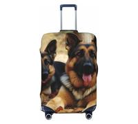KLLTYHMU German Shepherd Dog Luggage Suitcase Covers Elastic Washable Travel Luggage Protector Anti Scratch Travel Suitcase Protective Cover For Kid And Adult, Fits 18-32 Inch Luggage, Black, L