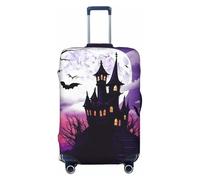 KLLTYHMU Halloween Castle Purple Sky Luggage Suitcase Covers Elastic Washable Travel Luggage Protector Anti Scratch Travel Suitcase Protective Cover For Kid And Adult, Fits 18-32 Inch Luggage, Black