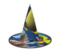 KLLTYHMU Halloween Witch Hats Tropical Fish Witches Hat Mens Womens Floating Hats Costume Accessories Halloween Decorations For Porch Yard Indoor Outdoor Decor Party Supplies, Black, 1