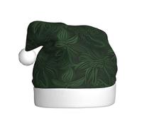 KLLTYHMU Hunter Green Floral Petals Pattern Christmas Hat, Santa Hats Holiday For Adults Unisex Velvet Comfort Extra Thicken Fur Xmas Hat For New Year Festive Party