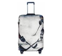 KLLTYHMU Ice Hockey Art Luggage Suitcase Covers Elastic Washable Travel Luggage Protector Anti Scratch Travel Suitcase Protective Cover For Kid And Adult, Fits 18-32 Inch Luggage, Black, Large