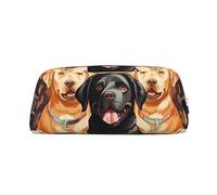 KLLTYHMU Labrador Retriever Dogs Leather Pencil Case Cute Zipper Pencil Pouch Pen Bag Multifunctional Travel Makeup Cosmetic Bag Key Pouch For Women Men Work Office