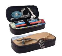 KLLTYHMU Leather Pencil Case Organizer Big Capacity Pencil Pouch Storage Bag With Compartments Cute Pencil Bag Turtles On The Beach Pen Box Portable Cosmetic Makeup Bag Organizer