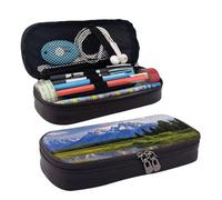 KLLTYHMU Leather Pencil Case Organizer Big Capacity Pencil Pouch Storage Bag With Compartments Cute Pencil Bag Grand Teton National Park Pen Box Portable Cosmetic Makeup Bag Organizer