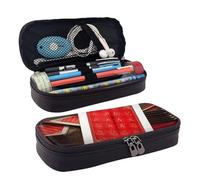 KLLTYHMU Leather Pencil Case Organizer Big Capacity Pencil Pouch Storage Bag With Compartments Cute Pencil Bag Red Background Playing Cards Pen Box Portable Cosmetic Makeup Bag Organizer