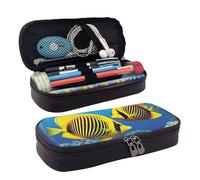KLLTYHMU Leather Pencil Case Organizer Big Capacity Pencil Pouch Storage Bag With Compartments Cute Pencil Bag Royal Angel Fishes Pen Box Portable Cosmetic Makeup Bag Organizer