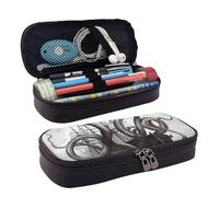 KLLTYHMU Leather Pencil Case Organizer Big Capacity Pencil Pouch Storage Bag With Compartments Cute Pencil Bag Black And White Octopus And Ship Pen Box Portable Cosmetic Makeup Bag Organizer