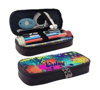 KLLTYHMU Leather Pencil Case Organizer Big Capacity Pencil Pouch Storage Bag With Compartments Cute Pencil Bag Colorful Spray Pattern Pen Box Portable Cosmetic Makeup Bag Organizer