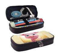 KLLTYHMU Leather Pencil Case Organizer Big Capacity Pencil Pouch Storage Bag With Compartments Cute Pencil Bag Smiling Pen Box Portable Cosmetic Makeup Bag Organizer