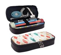 KLLTYHMU Leather Pencil Case Organizer Big Capacity Pencil Pouch Storage Bag With Compartments Cute Pencil Bag Coral And Teal Arrows Pen Box Portable Cosmetic Makeup Bag Organizer