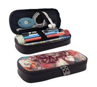 KLLTYHMU Leather Pencil Case Organizer Big Capacity Pencil Pouch Storage Bag With Compartments Cute Pencil Bag Beautiful Girl Custom Pen Box Portable Cosmetic Makeup Bag Organizer