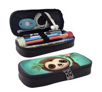 KLLTYHMU Leather Pencil Case Organizer Big Capacity Pencil Pouch Storage Bag With Compartments Cute Pencil Bag Cute Sloth Pen Box Portable Cosmetic Makeup Bag Organizer