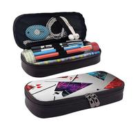 KLLTYHMU Leather Pencil Case Organizer Big Capacity Pencil Pouch Storage Bag With Compartments Cute Pencil Bag Polygonal Playing Cards Pen Box Portable Cosmetic Makeup Bag Organizer