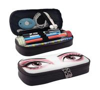 KLLTYHMU Leather Pencil Case Organizer Big Capacity Pencil Pouch Storage Bag With Compartments Cute Pencil Bag Eyes Pen Box Portable Cosmetic Makeup Bag Organizer