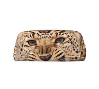 KLLTYHMU Leopard Roars Cool Animal Leather Pencil Case Cute Zipper Pencil Pouch Pen Bag Multifunctional Travel Makeup Cosmetic Bag Key Pouch For Women Men Work Office