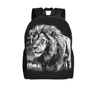 KLLTYHMU Lion Black And White Illustration Travel Laptop Backpack Waterproof Lightweight Cute Backpack For Women Men Casual Daypack