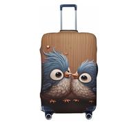 KLLTYHMU Love Birdie Stripe Luggage Suitcase Covers Elastic Washable Travel Luggage Protector Anti Scratch Travel Suitcase Protective Cover For Kid And Adult, Fits 18-32 Inch Luggage, Black, Large