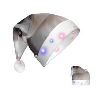 KLLTYHMU Lovely Maltese Dog Led Lighted Up Christmas Santa Hat Unisex Velvet Comfort Christmas Hat Personalized Xmas Party Holiday New Year Headwear For Women Men