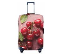KLLTYHMU Lovely Sweet Red Cherry Luggage Suitcase Covers Elastic Washable Travel Luggage Protector Anti Scratch Travel Suitcase Protective Cover For Kid And Adult, Fits 18-32 Inch Luggage, Black, L