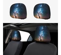KLLTYHMU Man Looking up Universe Night Sky Car Head Rest Covers 2 PCS Elastic Breathable Car Seat Headrest Protector Vehicle Interior Accessories Protector Universal Fit Most Cars Sedan SUV