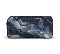 KLLTYHMU Marble Navy Blue Mixed Pencil Case Pen Bag Large Capacity Cute Pencil Pouch Makeup Cosmetic Bag for Women Men