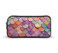 KLLTYHMU Mermaid Scales Background Pencil Case Pen Bag Large Capacity Cute Pencil Pouch Makeup Cosmetic Bag for Women Men