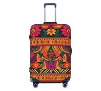KLLTYHMU Mexican Folk Art Boho Luggage Suitcase Covers Elastic Washable Travel Luggage Protector Anti Scratch Travel Suitcase Protective Cover For Kid And Adult, Fits 18-32 Inch Luggage, Black, Small