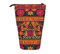 KLLTYHMU Mexican Folk Art Boho Telescopic Pencil Bag Pen Holder Pop Up Pencil Case Portable Stand Up Pencil Case Cute Spacious Pencil Pouch Bag For Office Supplies