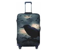 KLLTYHMU Night Crow Luggage Suitcase Covers Elastic Washable Travel Luggage Protector Anti Scratch Travel Suitcase Protective Cover For Kid And Adult, Fits 18-32 Inch Luggage, Black, S