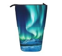 KLLTYHMU Northern Lights Telescopic Pencil Bag Pen Holder Pop Up Pencil Case Portable Stand Up Pencil Case Cute Spacious Pencil Pouch Bag For Office Supplies