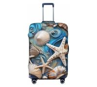 KLLTYHMU Ocean Shell Art Luggage Suitcase Covers Elastic Washable Travel Luggage Protector Anti Scratch Travel Suitcase Protective Cover For Kid And Adult, Fits 18-32 Inch Luggage, Black, L