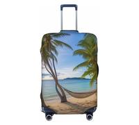 KLLTYHMU Paradise Beach Palm Trees Luggage Suitcase Covers Elastic Washable Travel Luggage Protector Anti Scratch Travel Suitcase Protective Cover For Kid And Adult, Fits 18-32 Inch Luggage, Black