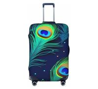 KLLTYHMU Peacock Feather Luggage Suitcase Covers Elastic Washable Travel Luggage Protector Anti Scratch Travel Suitcase Protective Cover For Kid And Adult, Fits 18-32 Inch Luggage, Black, Small