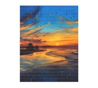 KLLTYHMU Personalized Building Block Puzzle Blue Dusk Gold Sunset Building Bricks for Adults Square Shaped Block Puzzle Building for Home Decor Brick Puzzle