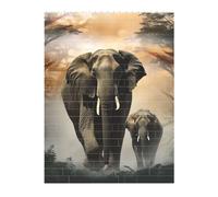 KLLTYHMU Personalized Building Block Puzzle Elephant in The Fog Building Bricks for Adults Square Shaped Block Puzzle Building for Home Decor Brick Puzzle
